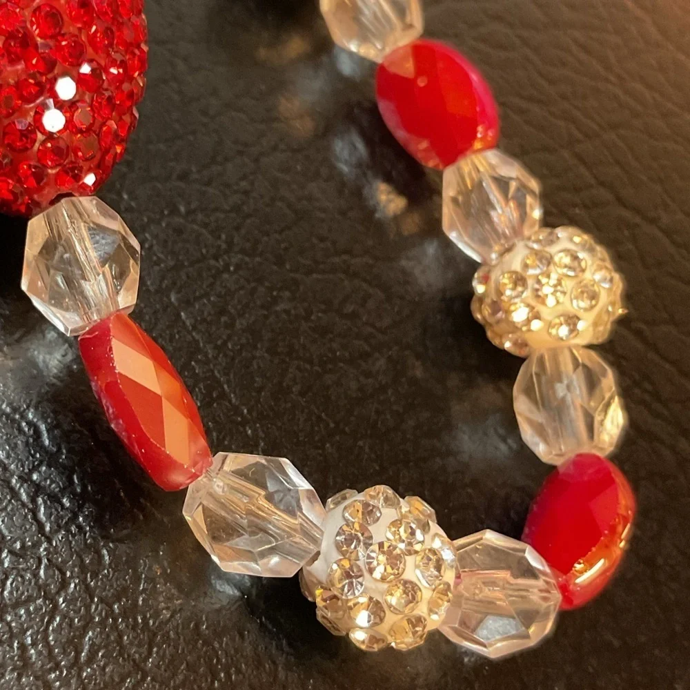 Strawberry bracelet Lanyard Beaded Phone Wrist Strap Rhinestones Bracelet